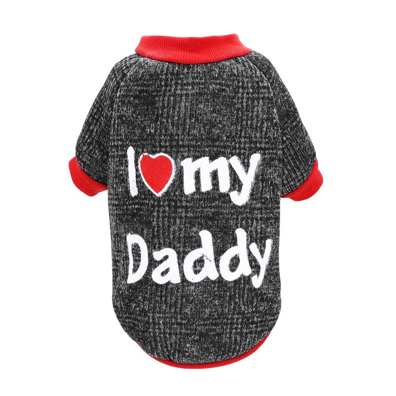 [Australia] - Stock Show Dog Clothes Pet Autumn Winter Warm Lining Fleece Cute Sweet I Love My Mommy&Daddy Design Outfit Apparel for Small Dogs Cats Pug Yorkshire Chihuahua Pet Clothing, Black&Red L I LOVE MY DADDY 