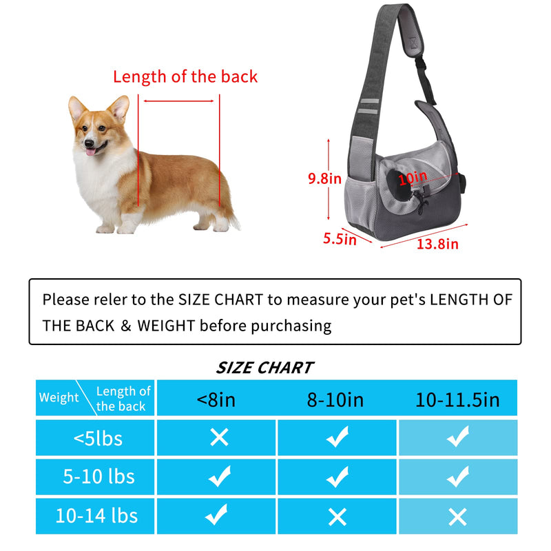 Pet Dog Sling Carrier Cat Dog Papoose Hand Free, Adjustable Pet Front Carrier with Interactive Soothe, Bottom Hard Support Soft Padded, Small Animal 5-10lbs Shoulder Puppy Travel Bag Outdoor Grey - PawsPlanet Australia