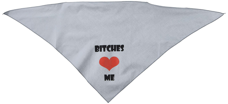 [Australia] - Mirage Pet Products Bitches Love Me Screen Print Bandana for Pets, Large, Grey 