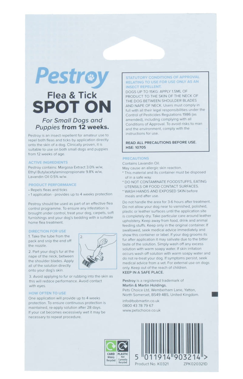 Pestroy Flea & Tick Spot On For Small Dogs  Pack of 2 - PawsPlanet Australia