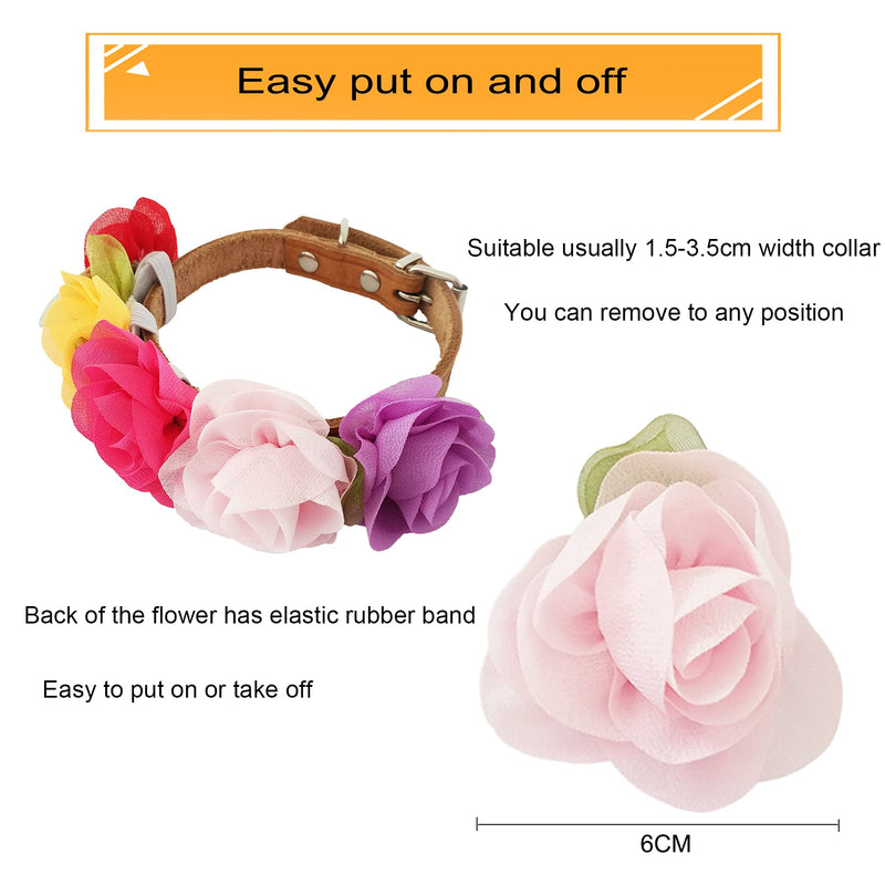 BIPY 8pcs 6cm Small Dogs Collar Flowers Bows Slides Decorative Collars Bow for Pet Cat Puppy Costumes Birthday Wedding Festival Grooming Accessories Attachment - PawsPlanet Australia