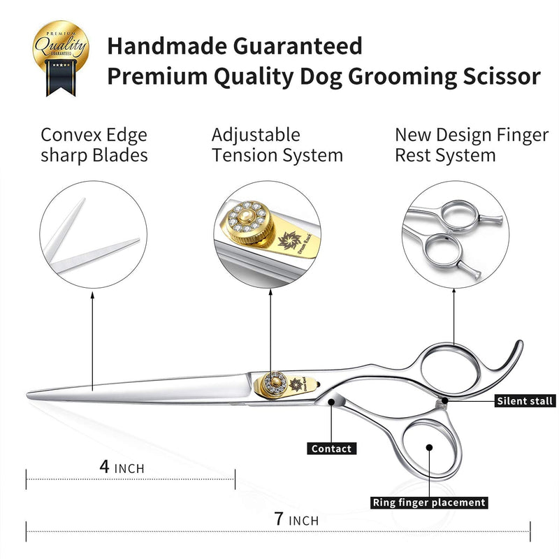 Dream Reach Professional Grooming Scissors Dog Scissors Straight Dog Grooming Scissors Pet Grooming Grooming Scissors Made of 440C Japanese Stainless Steel Grooming for Dogs Cats (7 Inch Straight Scissors) C Grooming Scissors - PawsPlanet Australia