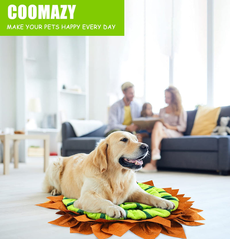 Coomazy Pet Dog Snuffle Mat, Dog Puzzle Toys, Nosework Training Mats, Snuffle Mat for Dog Encourages Natural Pet Foraging Skills for Smell Training/Slow Eating/Stress Relief/Dog Treat Dispenser Roud-50x50cm Green - PawsPlanet Australia