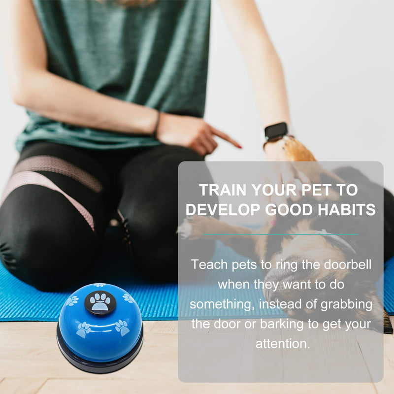 Dog Bell, 4 PCS Pet Dog Training Bells，Training Potty Pet Doorbell Adjustable Door Press Bell for Toilet Training Hunting Large Dog Training Bell, Tool Communication Device with Whistle (Blue) Blue - PawsPlanet Australia