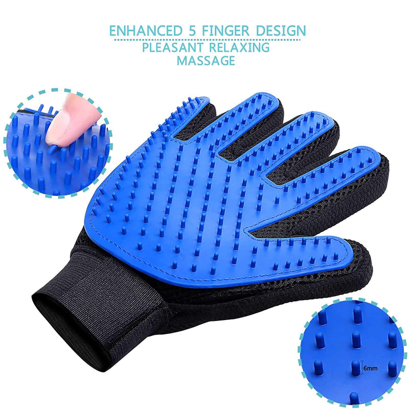 Pet Grooming Gloves Dog Deshedding Glove Efficient Cat Glove Brush Pet Hair Remover Mitt Glove with Enhanced Five Finger Design for Dog & Cat Pet (1Pair) - PawsPlanet Australia