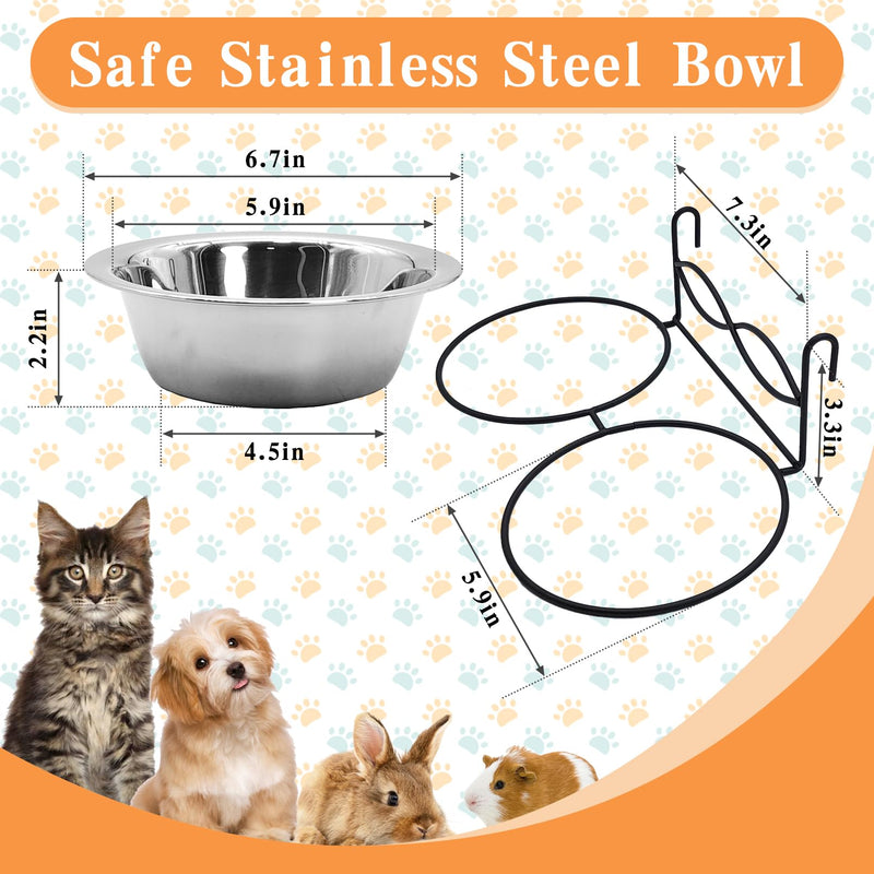 kathson Hanging Kennel Water Bowl Set, 2 Pcs Stainless Steel Metal Pet Cat Bowls for Crate Cage, Non Spill Food Water Bowls with Hook for Small&Medium-Sized Cats and Dogs(6.7 Inch Dia) - PawsPlanet Australia