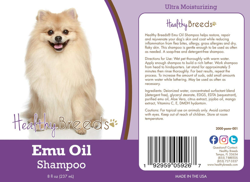 [Australia] - Healthy Breeds Emu Oil Ultra Moisturizing Shampoo Repairs and Restores Skin and Coat Reduces Inflammation from Flea Bites and Allergies 8oz Goldendoodle White 