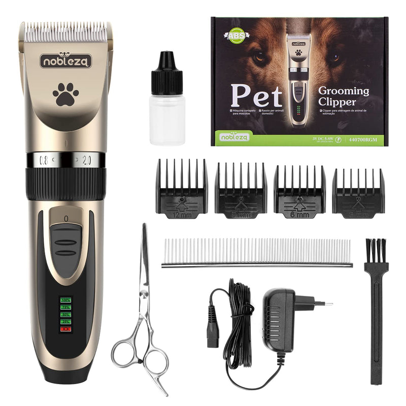 Nobleza dog clipper, pet hair trimmer, professional dog, hair clipper set, quiet pet clipper, dog, cat, cordless electric hair clipper, rechargeable - PawsPlanet Australia