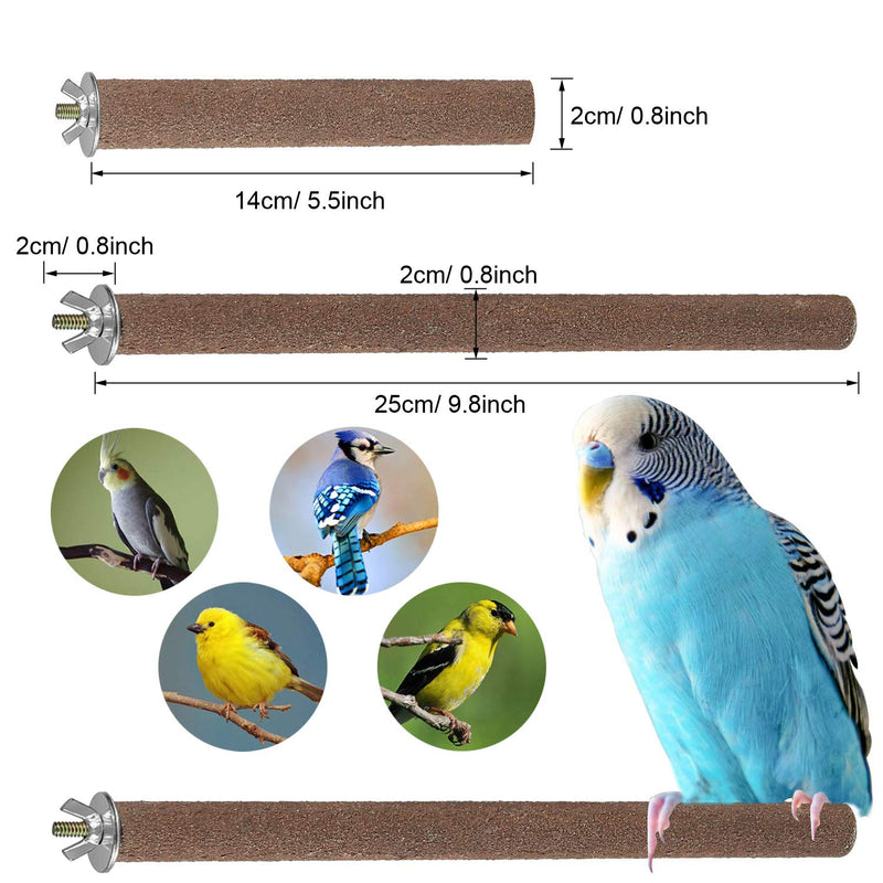 Allazone 6 PCS Natural Wood Bird Perch Stand Toys, Paw Grinding Stick Parrot Stand Wood Perches and Bird Parrot Swing Chewing, Bird Toys Suitable for Small Parakeets, Finches, Budgie, Macaws - PawsPlanet Australia