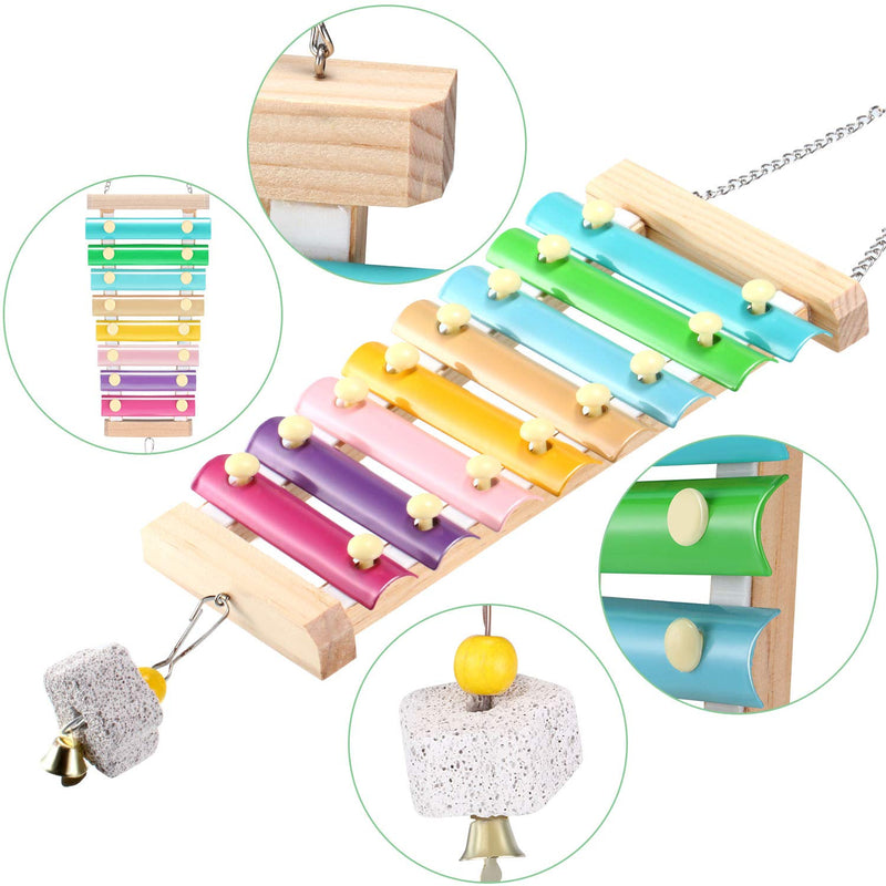 2 Pieces Chicken Toy Wooden Xylophone Toy Hen Musical Toy with 8 Metal Keys and 1 Grinding Stone For Chicken Coop Cages - PawsPlanet Australia