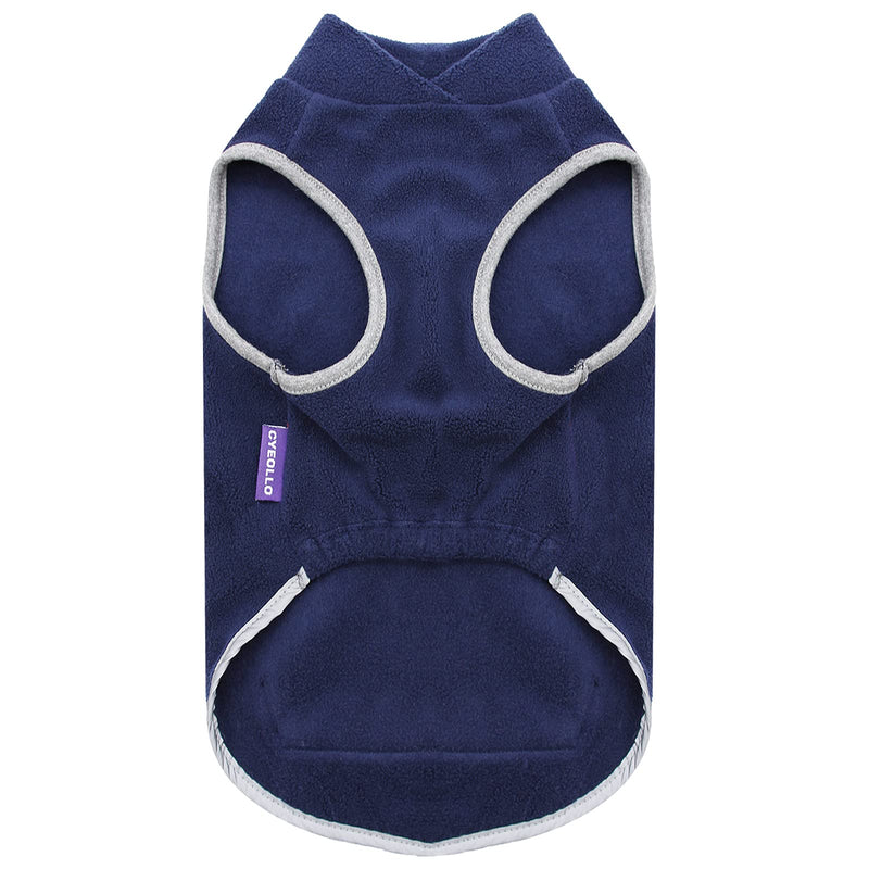 cyeollo Dog Fleece Jacket Pullover Stretchy Dog Vest with Reflective Strip Winter Coat with Zip Harness Hole Warm Dog Clothes for Small Medium Dogs navy blue - PawsPlanet Australia
