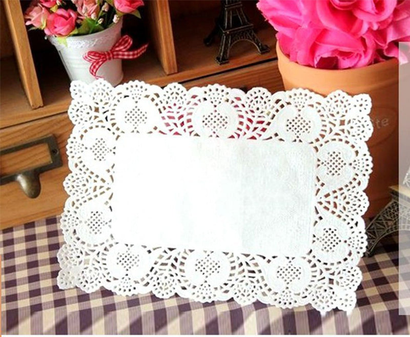 DECORA 9X6.5 Inch Rectangle White Paper Doilies for Birthday Party Wedding Tableware Decoration,Pack of 200 S1 - PawsPlanet Australia