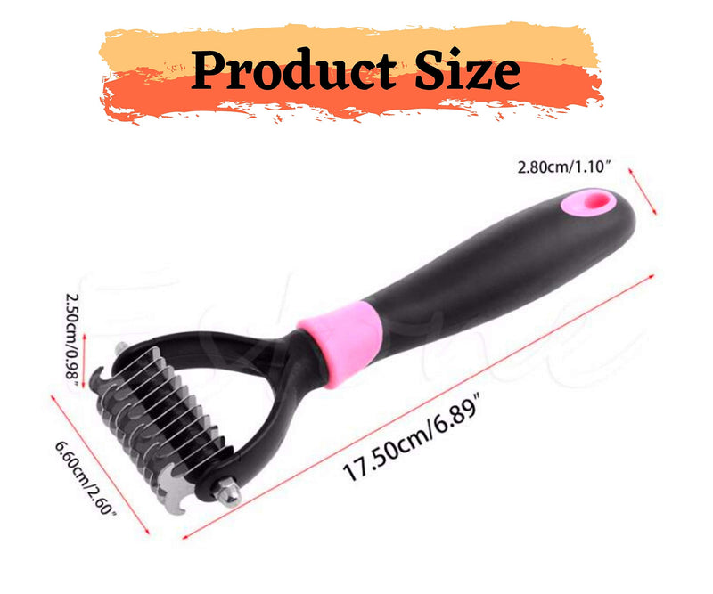 Anigood PET Grooming Rake Comb Brush For Dogs Cats With Long Thick Hair | Professional Deshedding Dematting Pet Supplies (Pink) Pink - PawsPlanet Australia