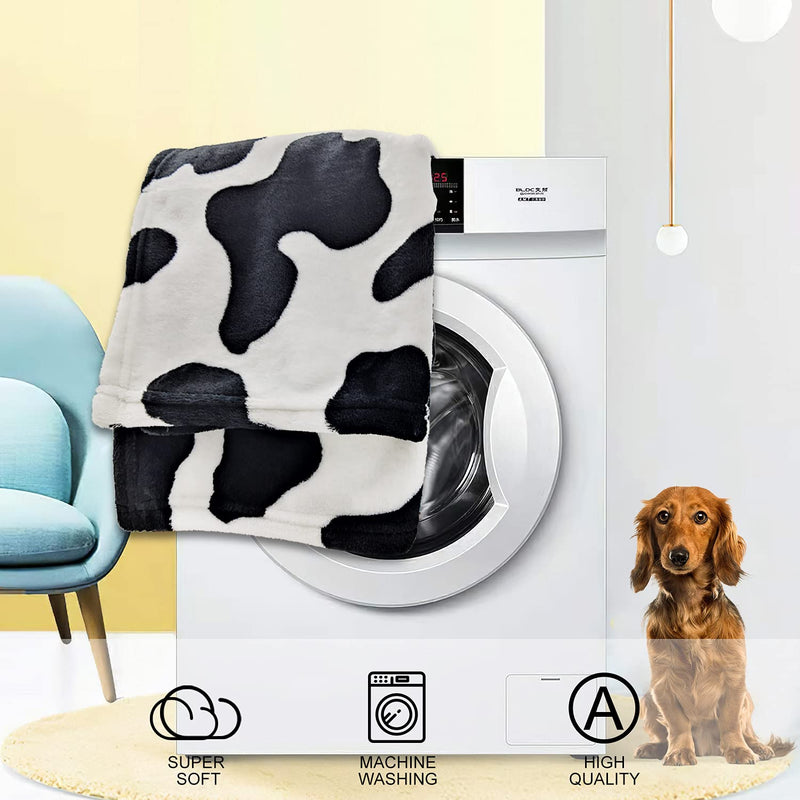 1 Pack 3 Dog Puppy Blanket Small Fluffy Couch Pet Cat Soft Throw Pet Washable Comfort Blankets Flannel Black White Cow Print Black/White-round Small (23"x13") - PawsPlanet Australia