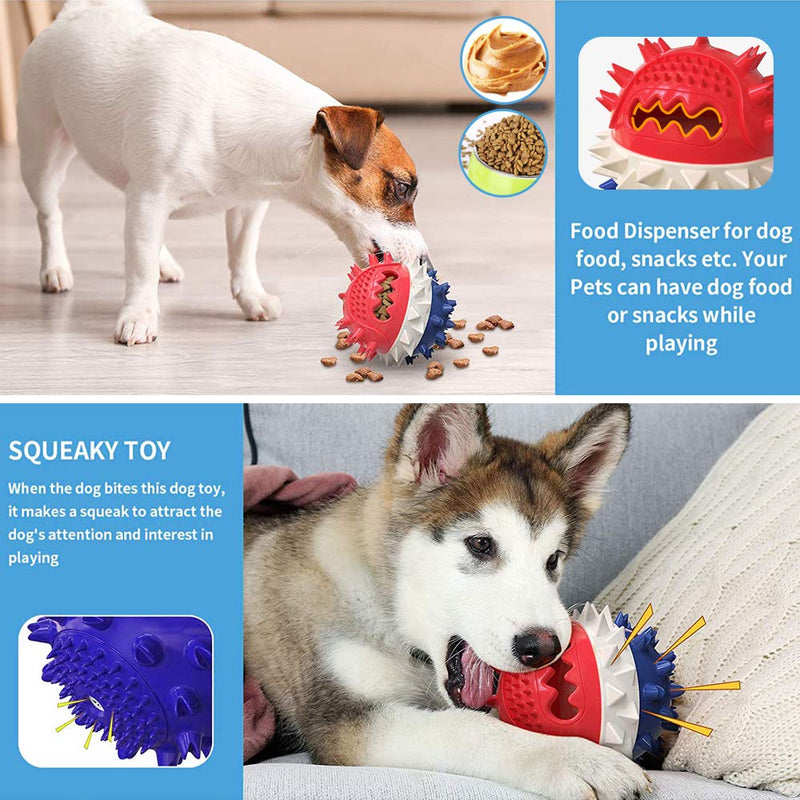 Squeaky Dog Chew Toy for Aggressive Chewers Interactive Dog Ball Toy Almost Indestructible Tough Durable Balls for Large Medium Dogs Puppy Chew Pet Toys,Teeth Cleaning and Treat Dispensing Dog Toys - PawsPlanet Australia