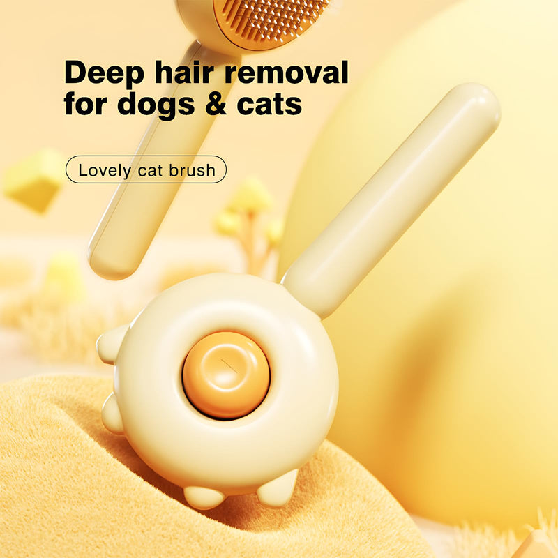 absob Grooming Brush for Cats and Dogs Self-Cleaning Slicker Brush for Removing Loose Undercoat Tangles and Matted Hair Fur Brush for Short or Long-Haired Cats/Dogs (White-B) Cat Paw White - PawsPlanet Australia