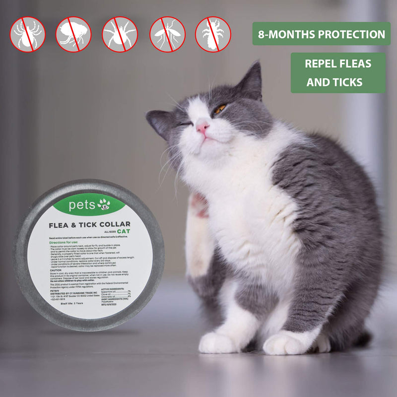 [Australia] - Petsvv 2 Pack Flea and Tick Collar for Cats, Adjustable Cat Flea Collar for 8-Month, Allergy Free and Hypoallergenic 