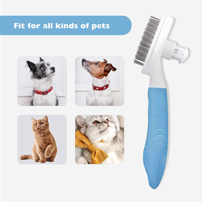 [Australia] - Cat Hair Brush Pet Grooming Brush, Dog Shedding Brush for Short Hair Dogs, Self Cleaning Slicker Brush Tool for Pet, Removes Tangles, Loose Hair 