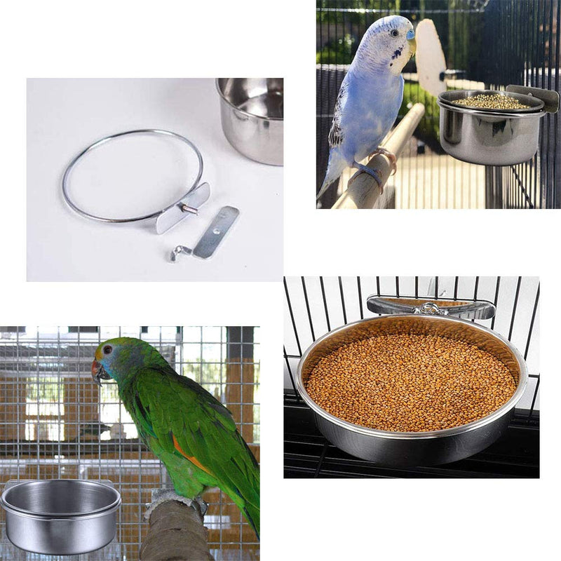 [Australia] - WoYous Bird Cage Bowl Set, 8 PCs Bird Feeding Cups Kit Stainless Steel Parrot Cups, Bird Prech, Bird Balls and Bird Cage Water Cups Holder with Clamp Holder for Bird Parrot Cage Dish Feeder 