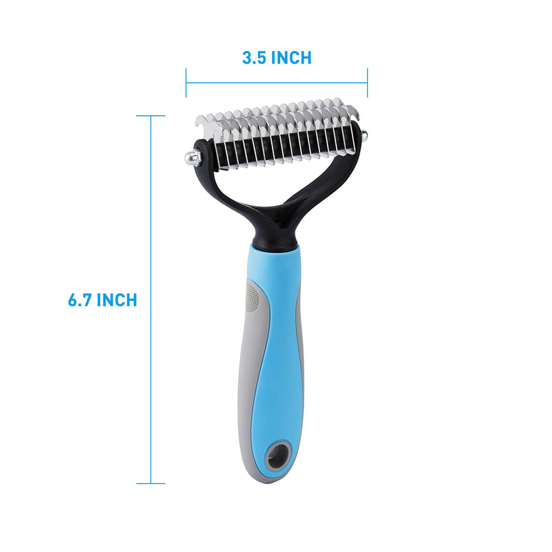 [Australia] - Pet Dematting Comb,16 Teeth Double Sided Undercoat Rake for Dogs & Cats for Easy Maths Tangles Removing 