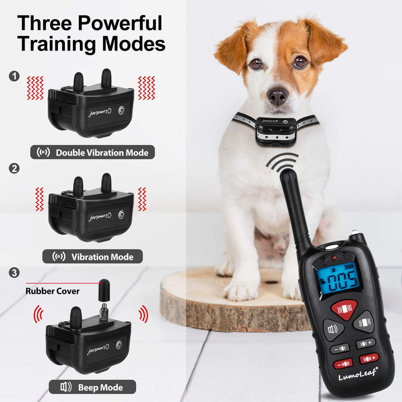 LumoLeaf Dog Training Collar, Waterproof USB Rechargeable Dog Remote Trainer with Double Vibration and Beep Mode for Home Training Use, 500 Yards Range. (P11 Vibration) P11 Vibration - PawsPlanet Australia