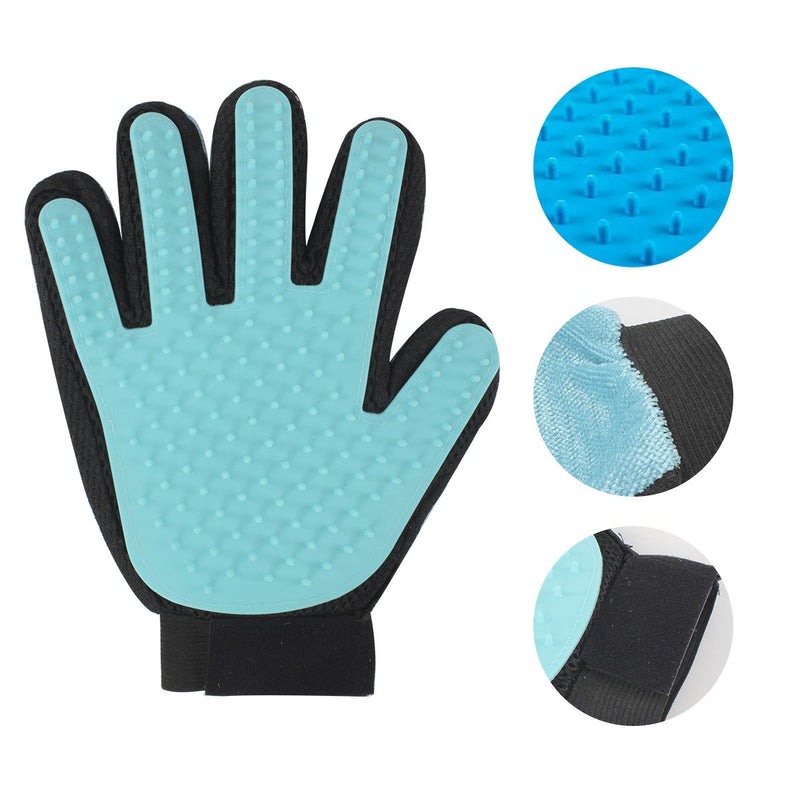 [Australia] - GES Pet Grooming Glove, Set of 2 Deshedding Brush Glove, Hair Remover Brush Efficient Pet Hair Remover Mitt, Deshedding Tool for Cats Dogs with Left and Right Hand Light Blue 