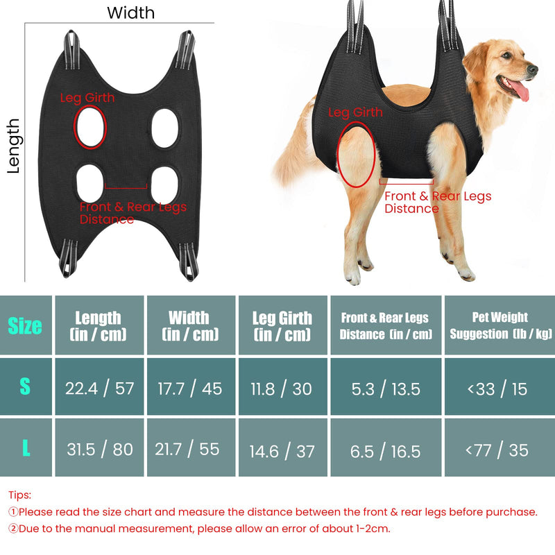 VavoPaw Dog Grooming Hammock, Dog Nail Grinder Trimming Toenail Clippers, Durable Dog Cat Pet Sling Holder Harness Helper for Grooming, Claw Care, Pet Supplies Kit, Pet Stuff Helper, Pet Comb Small Black - PawsPlanet Australia