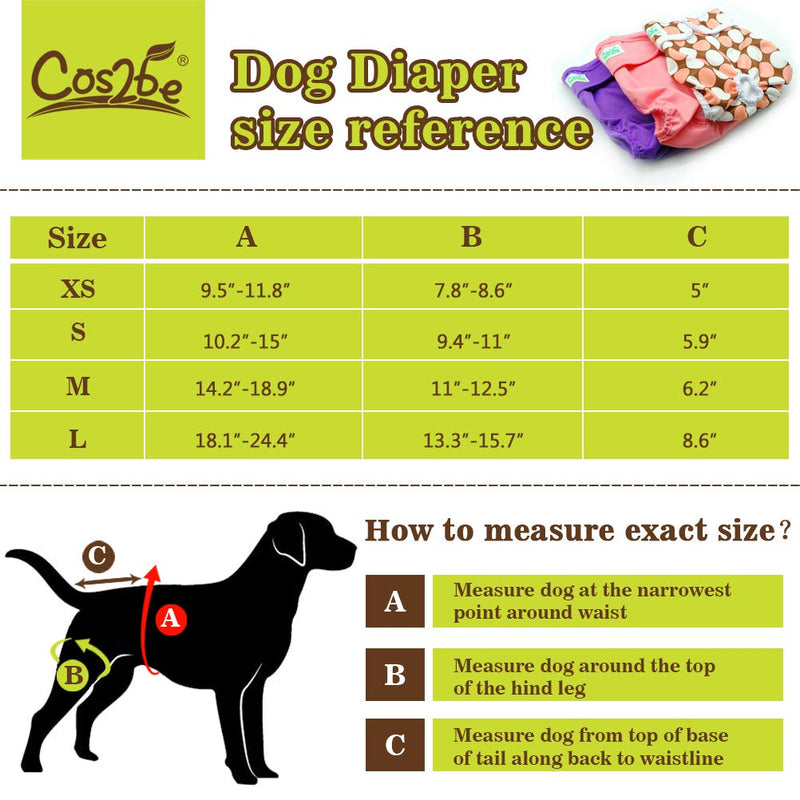 [Australia] - Cos2be Female Dogs Diapers Washable Reusable Wraps for from Small to Middle Dog 3 Packs M 