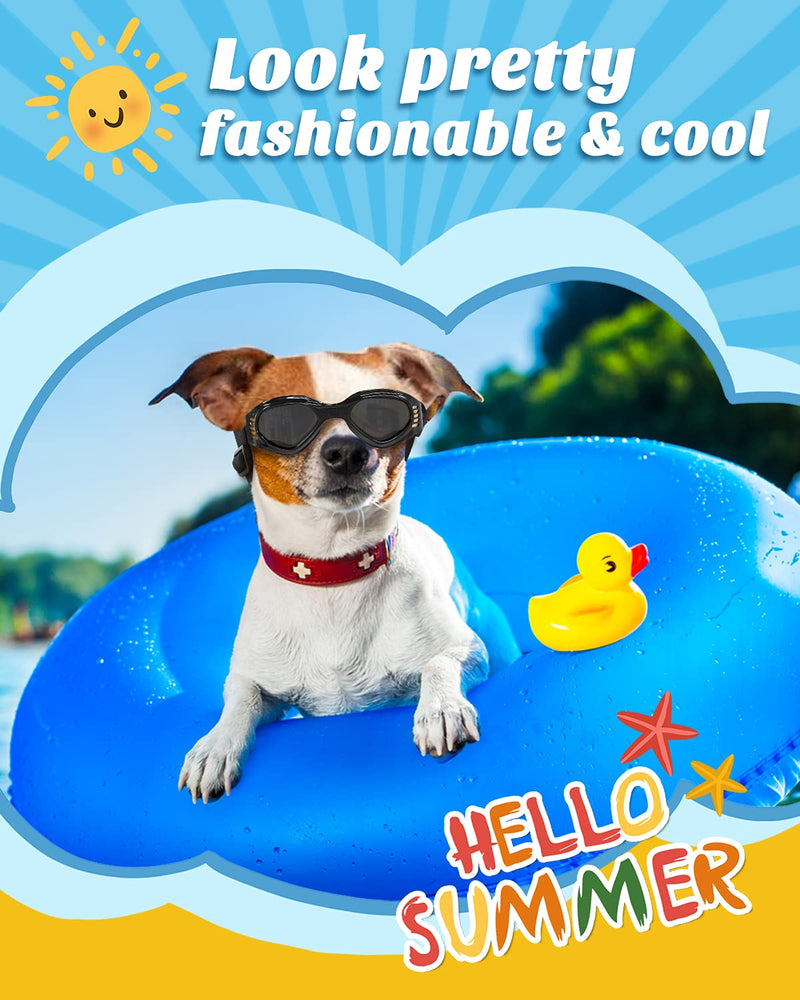 Lewondr Small Dog Sunglasses UV Protection Goggles Eye Wear Protection with Adjustable Strap Foldable Pet Sunglasses for Dogs Waterproof Pet Sun Glasses Dog Windproof Anti-Fog Glasses Black - PawsPlanet Australia