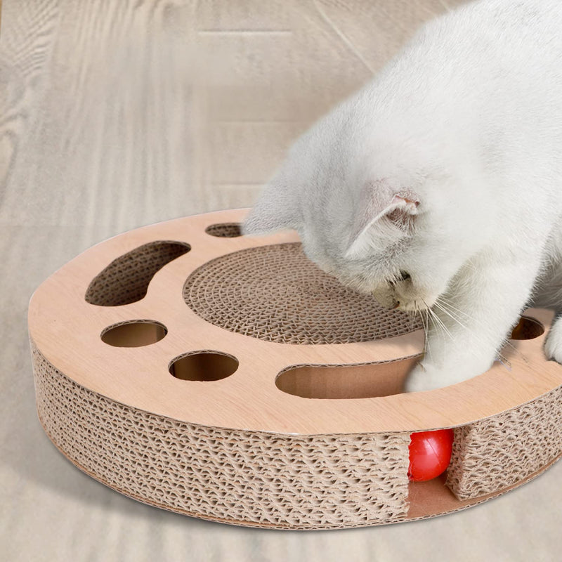 Nobleza cat scratching board with mint, cat toy interactive with 2 bell balls, 3 in 1 corrugated cardboard scratching mat cat 33 x 33 x 5.5 cm - PawsPlanet Australia