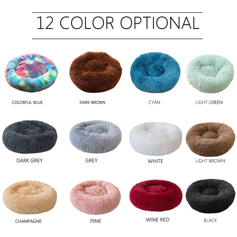 Blusea Donut Cuddler Pet Bed, Self Warming Cat Bed, Ultra-Soft Dog Calming Cushion Kennels, Washable Round Plush Sofa Bed for Cats Dogs Kittens Puppies Indoor, Diameter 15.7''- 39.4'' 40cm Brown - PawsPlanet Australia