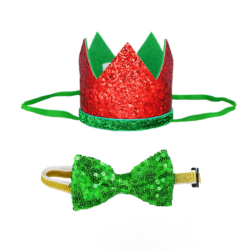 Perktail Cute Pet Birthday Crown Hat and Bow tie Collar Set for Dog Cat Birthday Party Supplies Christmas - PawsPlanet Australia
