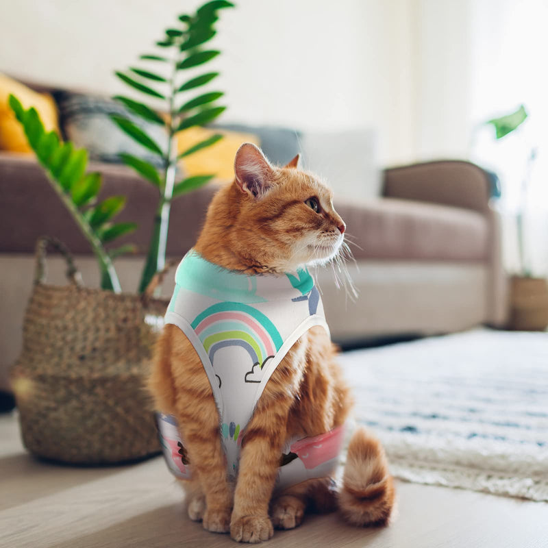 Cat Recovery Suit Soft E Collar Alternative Breathable Cat Vest Animal Printed Cat Clothing for Home Indoor Cats Kitty Small Dogs Pet Abdominal Wounds, Skin Diseases, After Surgery Wear - PawsPlanet Australia