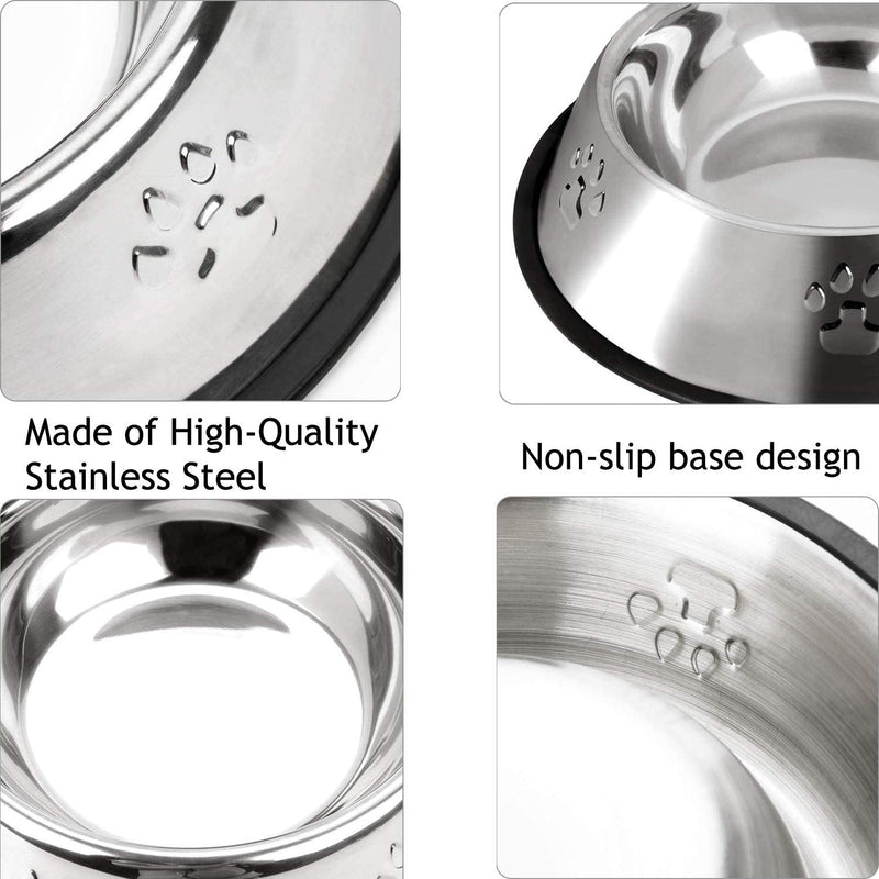 SUOXU Stainless Steel Dog Bowls,Cat Feeding Bowls,Kitten Plate Bowls With Non-slip Rubber Bases, Small Pet Feeder Bowls And Water Bowls,Pack of 2 XS-15cm(Pack of 2) - PawsPlanet Australia