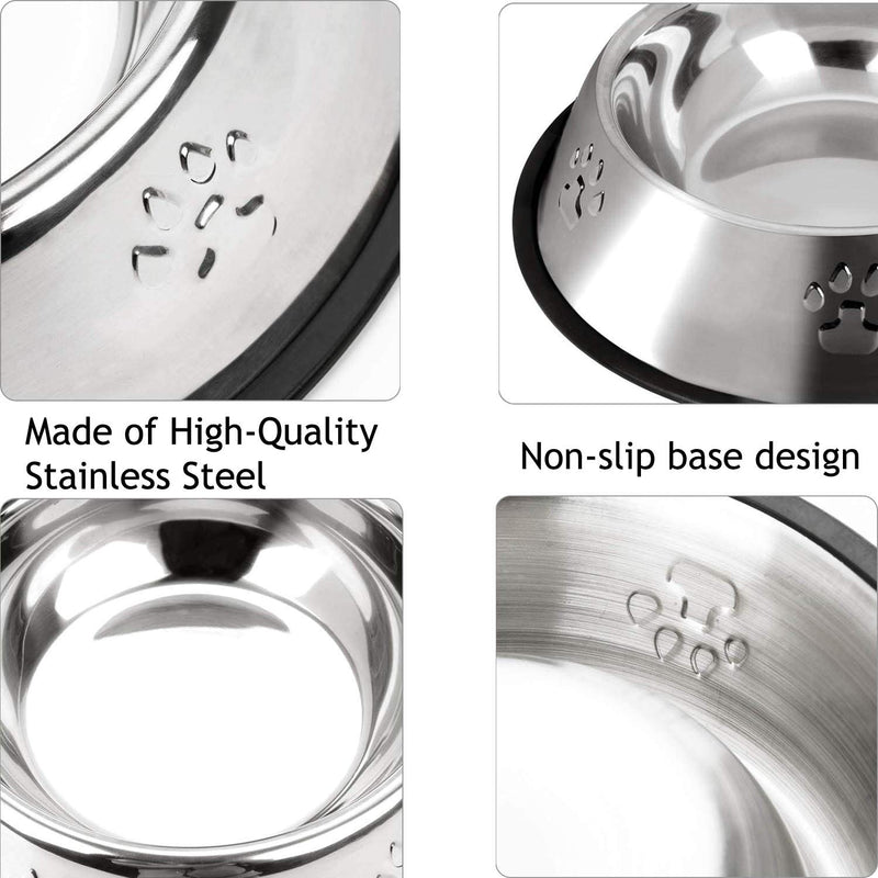 2 Stainless Steel Dog Bowls, Dog Feeding Bowls, Dog Plate Bowls With Non-slip Rubber Bases,Small Pet Feeder Bowls And Water Bowls .(S- 18 cm /7 in) S-18cm - PawsPlanet Australia