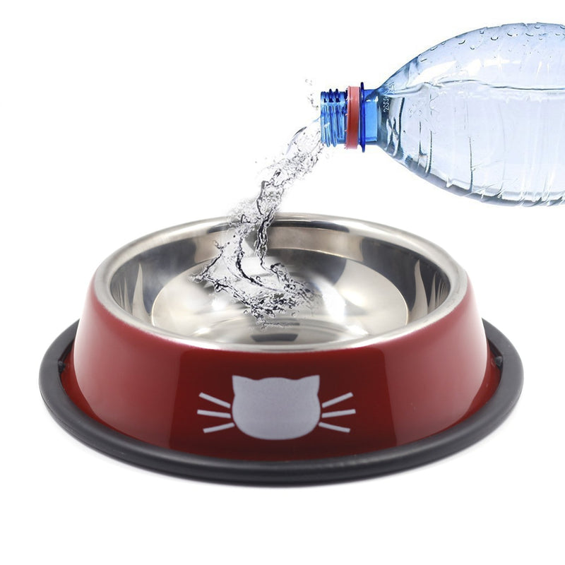 [Australia] - Ureverbasic Cat Bowls Pet Bowl Cat Food Water Bowl with Rubber Base Small Pet Bowl Cat Feeding Bowls Set of 2 Red 