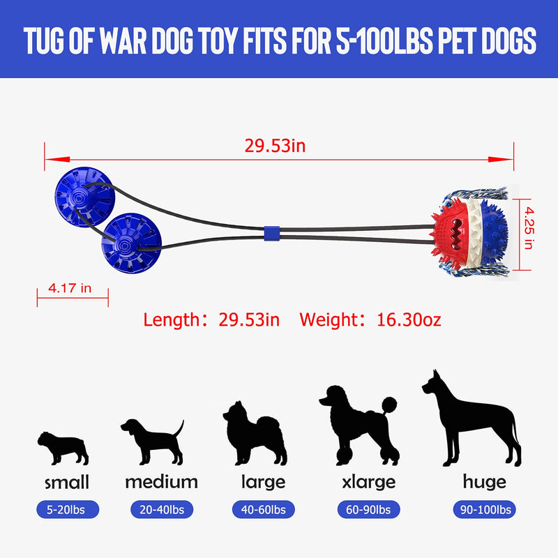 Dog Toys for Aggressive Chewers, Suction Cup Dog Toy, Tug of War Dog Toy Multifunction , Dog Rope Toy for Small to Large Dogs, Interactive Dog Toys with Teeth Cleaning and Food Dispensing Features - PawsPlanet Australia