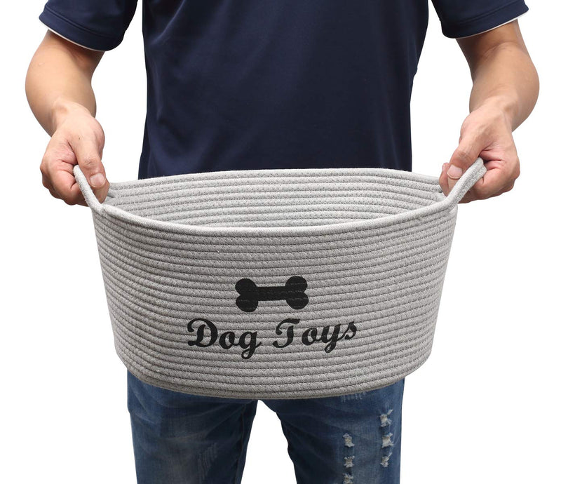 Morezi Durable cotton dog toy box with handle, pet toy basket(grey), toy dog storage - Perfect for organizing puppy small dogs doggies toys, treats, blankets, leashes, clothes - Dog - Gray - PawsPlanet Australia