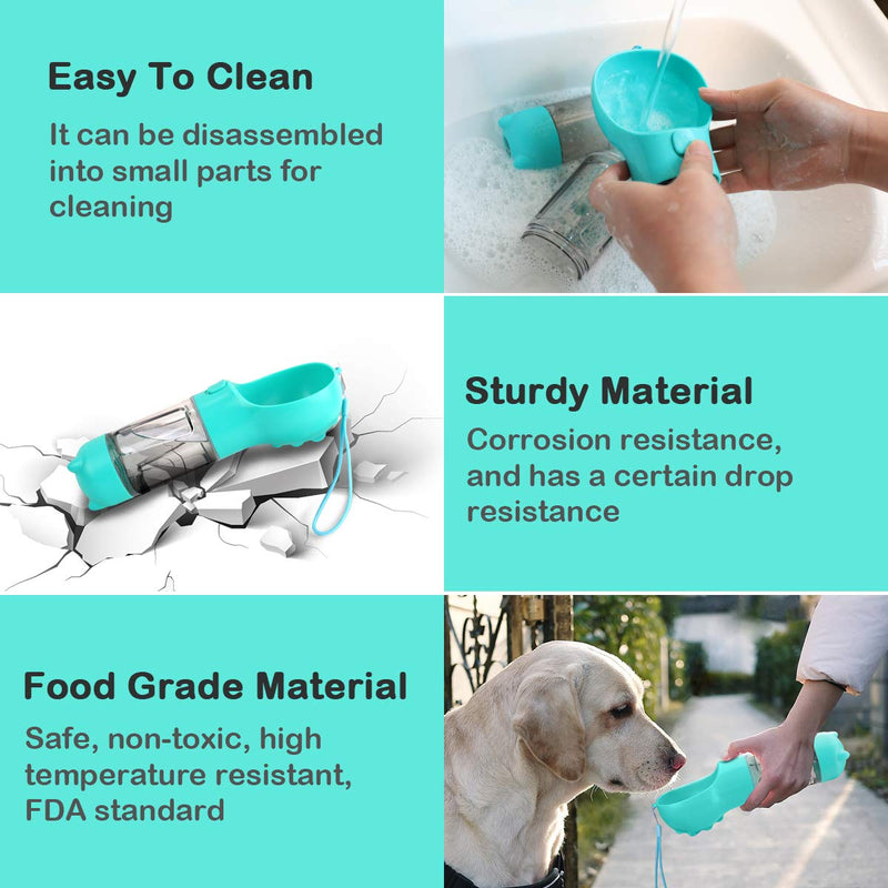 LC-dolida Dog Water Bottle for Walking, Portable Pet Travel Water Bottle Dispenser with Drinking Feeder and Food Container, Portable Dog Bowl Water Bottle for Puppy Cats Pet Blue - PawsPlanet Australia