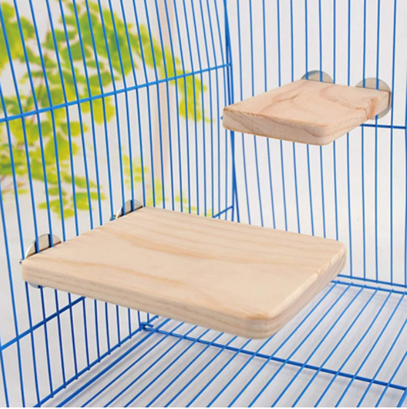 3 Pcs Birdcage Perches Parrot Cage Perch Wooden Platform Stand Bird Perch Stand Toy Hamster Springboard Chinchilla Cage Corner Shelf Laddered Natural Wood Branches Exercise Toy for Parakeets Hedgehog Small - PawsPlanet Australia