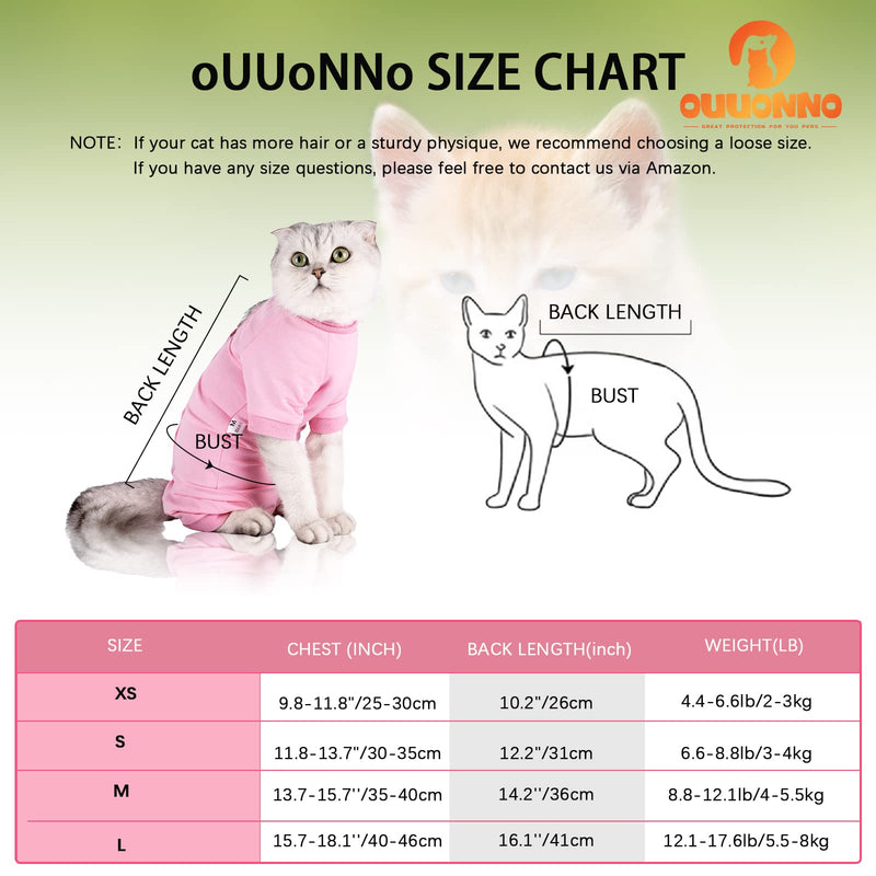 oUUoNNo Cat Recovery Suit for Abdominal Wounds or Skin Diseases E-Collar Alternative for Cats Post Surgery Pajama Suit Long Sleeve (XS, Pink) XS - PawsPlanet Australia