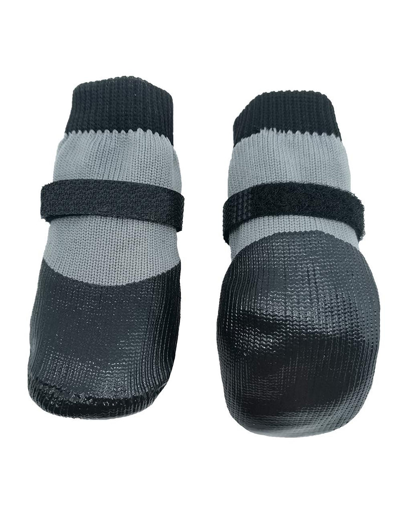 [Australia] - Unbrands Black Autumn and Winter Knitted Rubber Non-Slip Dog Socks Dog Shoes and Socks Dog Shoes Waterproof Socks with Fixed Belt Non-Slip wear-Resistant Protection for Dog Paws Medium 