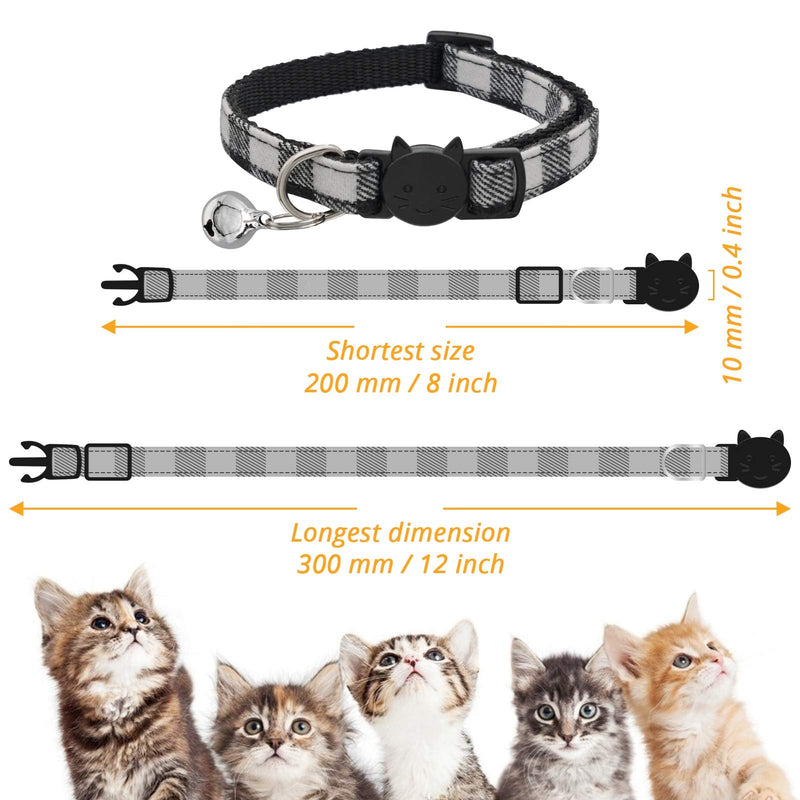 MJIYA Pet Dog and Cat Collar with Bell Grid Collar Plastic Buckle Light Adjustable Collars Black Medium - PawsPlanet Australia