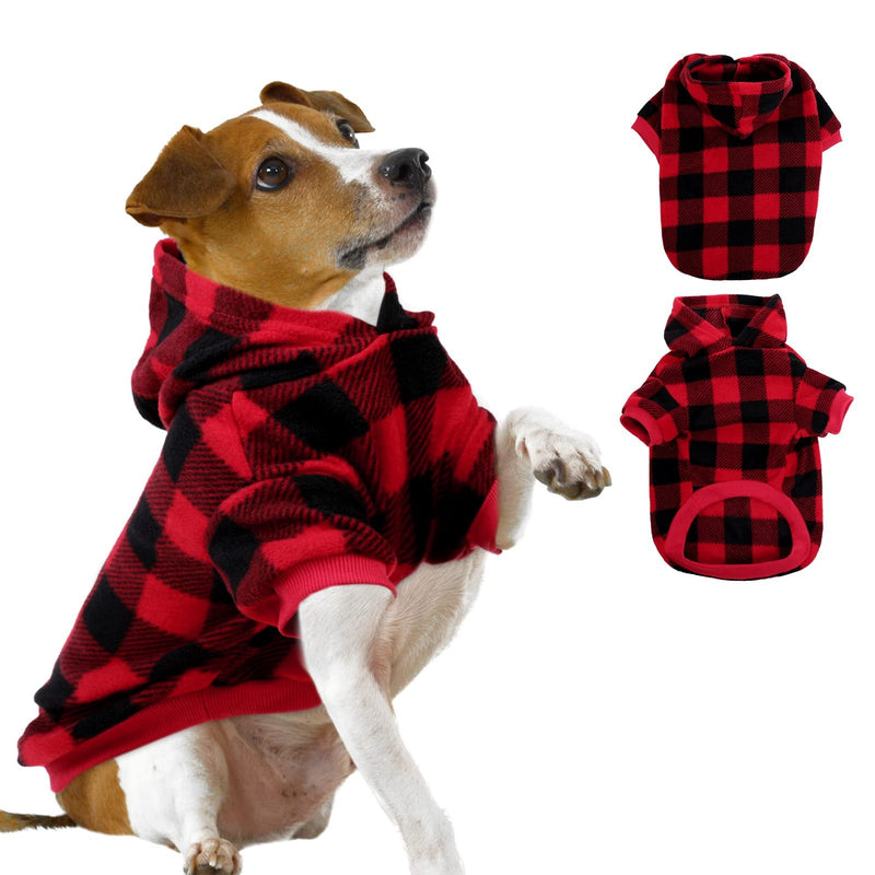 ASENKU Dog Hoodie,Plaid Pet Hooded British Style Sweater with Hat Puppy Pullover Sweater Shirt for Small Medium Puppies Dogs Red - PawsPlanet Australia