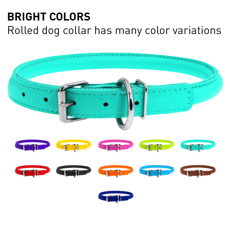 [Australia] - WAUDOG Rolled Leather Puppy Collar for Small Dogs - 6 2/3-7 3/4 inches Neck Size - Rolled Dog Collar Puppy Boy & Girl Puppy Collars - Puppy Collars for Large Breed - Puppy Collar Boy Plus Mint Green 
