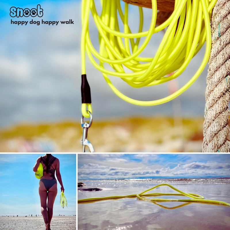 5m round leash, drag leash, neon yellow, dog leash, training leash, very stable, dirt and water repellent 5 m - PawsPlanet Australia