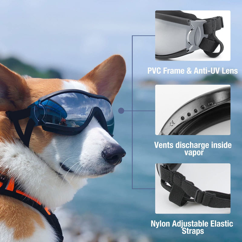 Namsan Dog Goggles Anti-UV Pet Sunglasses Waterproof Windproof Eye Protection for Large/Medium Dog Black - PawsPlanet Australia