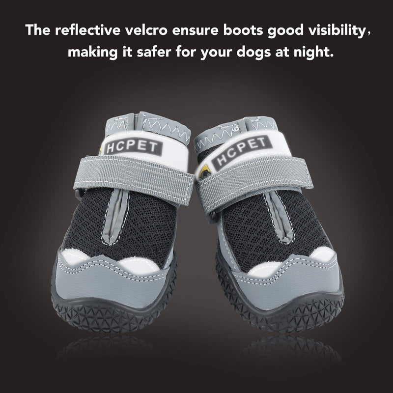 [Australia] - Ufanore Dog Boots, Breathable Dog Shoes with with Reflective and Adjustable Velcro Rugged Anti-Slip Sole Dog Shoes 4 Pcs size 1: 1.57" inside width for less than 15lbs Black 