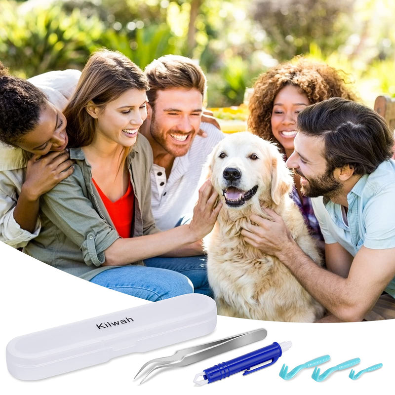 Kiiwah 5pcs Tick Remover for Humans Dogs, Tick Removal Tool Set with Storage Box, 2 Tick Tweezer and 3 Tick Hook for Men Pets Tick Removing - PawsPlanet Australia