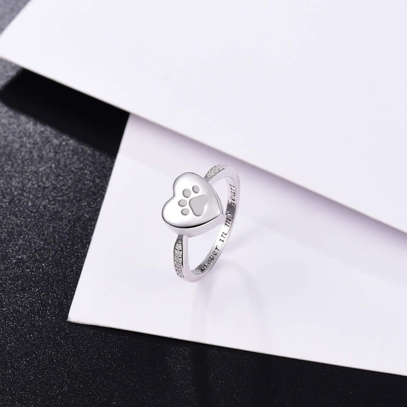 Dog Ashes Ring Sterling Silver Keepsake Memorial Cremation Tiny Jewelry Forever in My Heart Paw Print Urn Ring for Pet 's Ashes 8 - PawsPlanet Australia